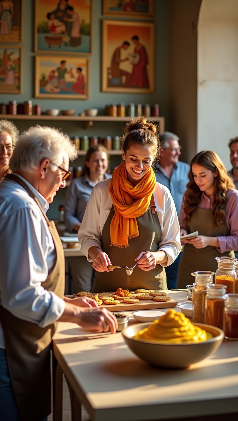 Μια ζωντανή εικόνα από την κουζίνα με τη χρήση κουρκουμά.